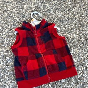 George Red and Navy Plaid Baby Vest 12-18montys flannel soft